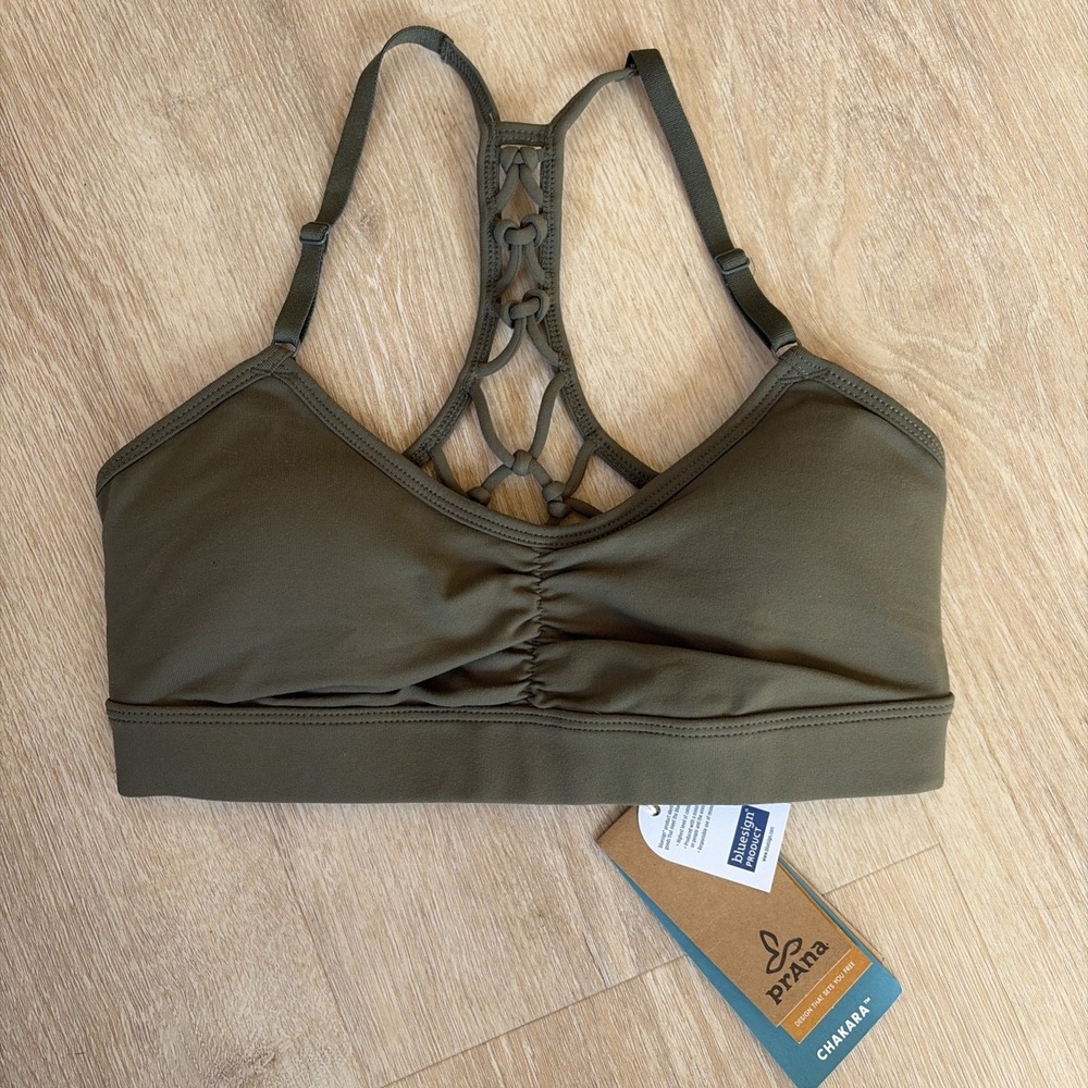 Prana Elixir Bra Womens XS Chakara Workout Activewear‎ Support Green NWT